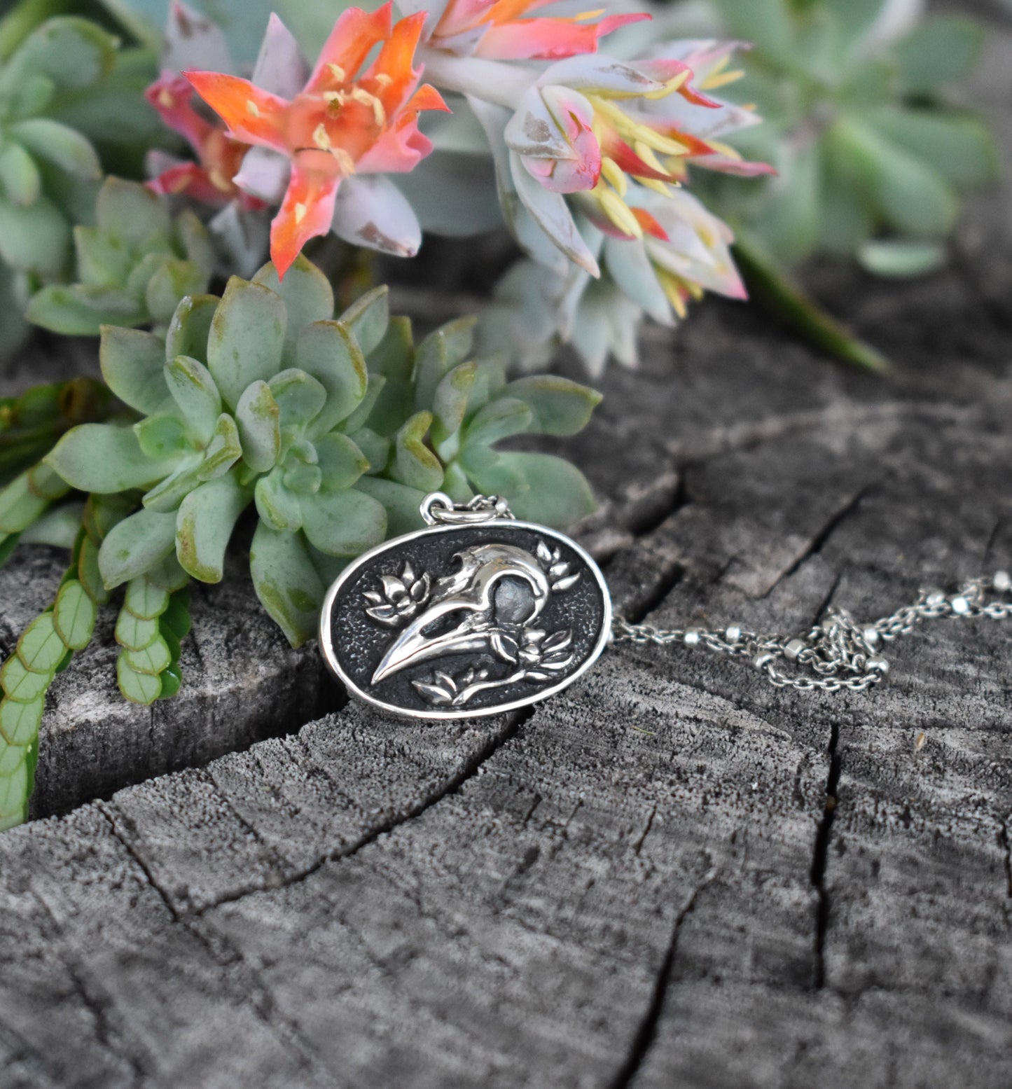 Bird Skull Necklace- Skull Necklace, Raven Skull, Nevermore, Norse Raven