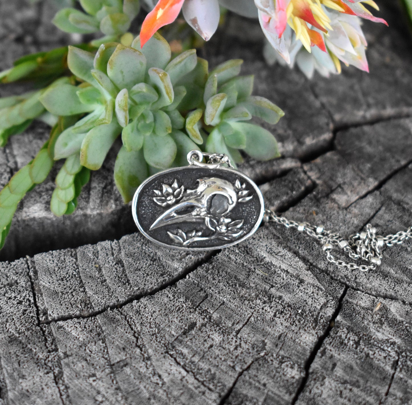 Bird Skull Necklace- Skull Necklace, Raven Skull, Nevermore, Norse Raven