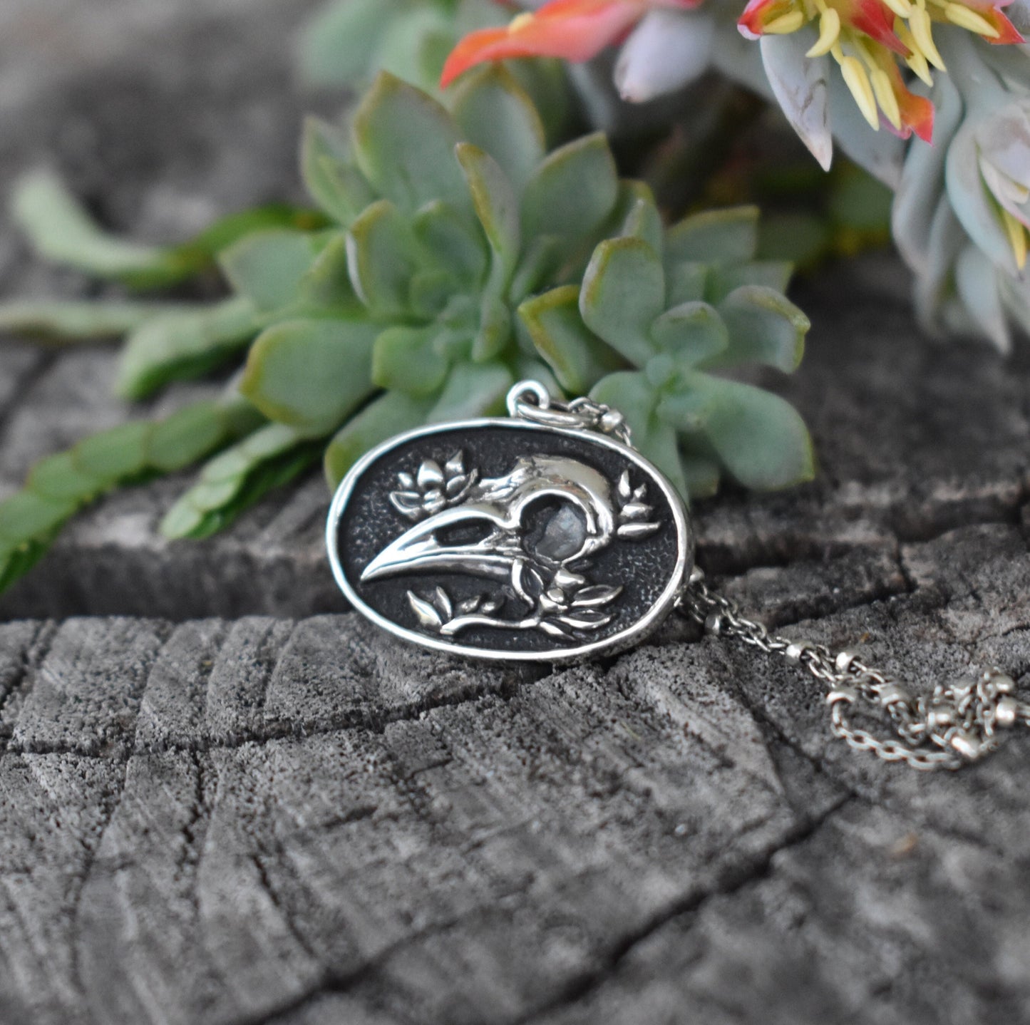 Bird Skull Necklace- Skull Necklace, Raven Skull, Nevermore, Norse Raven