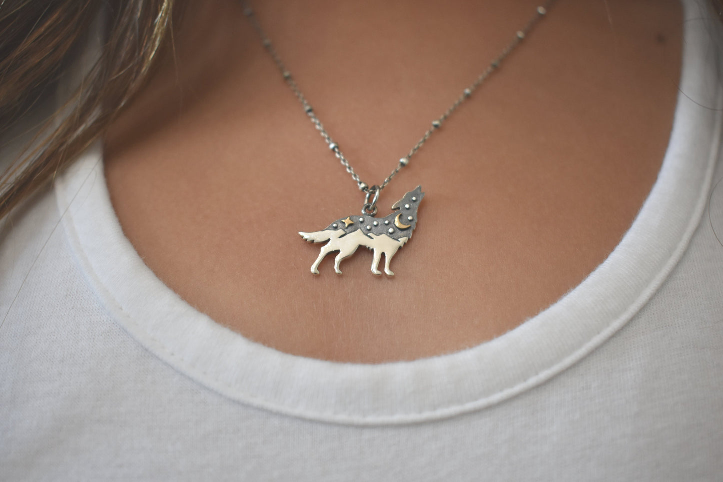Wolf Necklace- Wolf Jewelry, Wolf Medicine, Wolf Totem-Silver Necklace