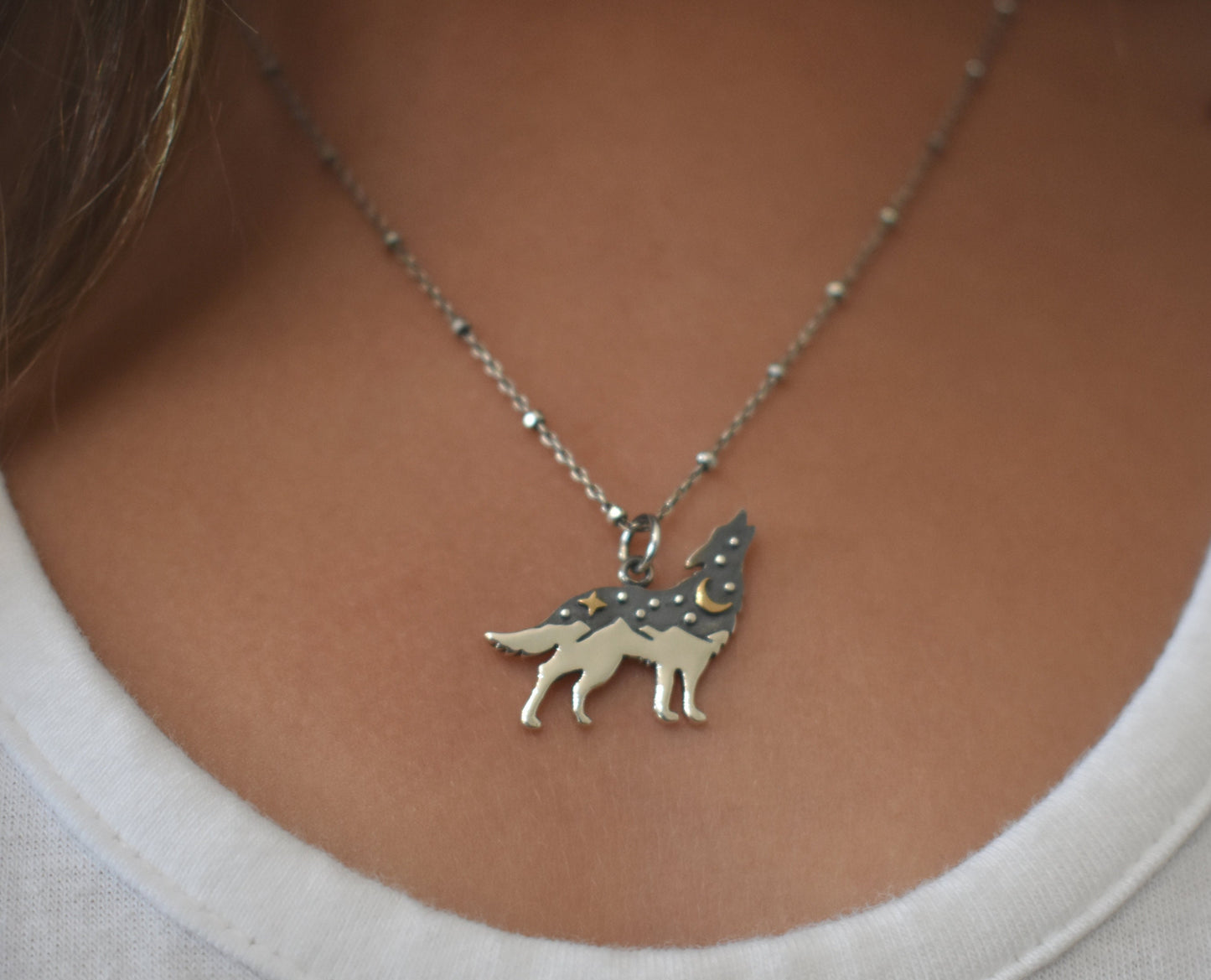 Wolf Necklace- Wolf Jewelry, Wolf Medicine, Wolf Totem-Silver Necklace