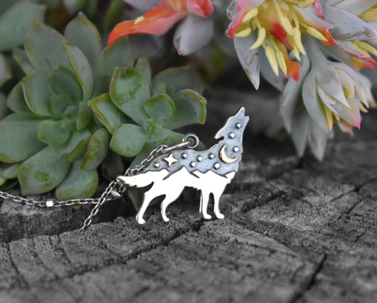 Wolf Necklace- Wolf Jewelry, Wolf Medicine, Wolf Totem-Silver Necklace