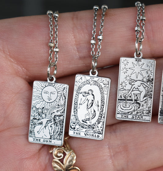 Tarot Card Necklace- Sterling Silver, Major Arcana, Tarot Card Jewelry
