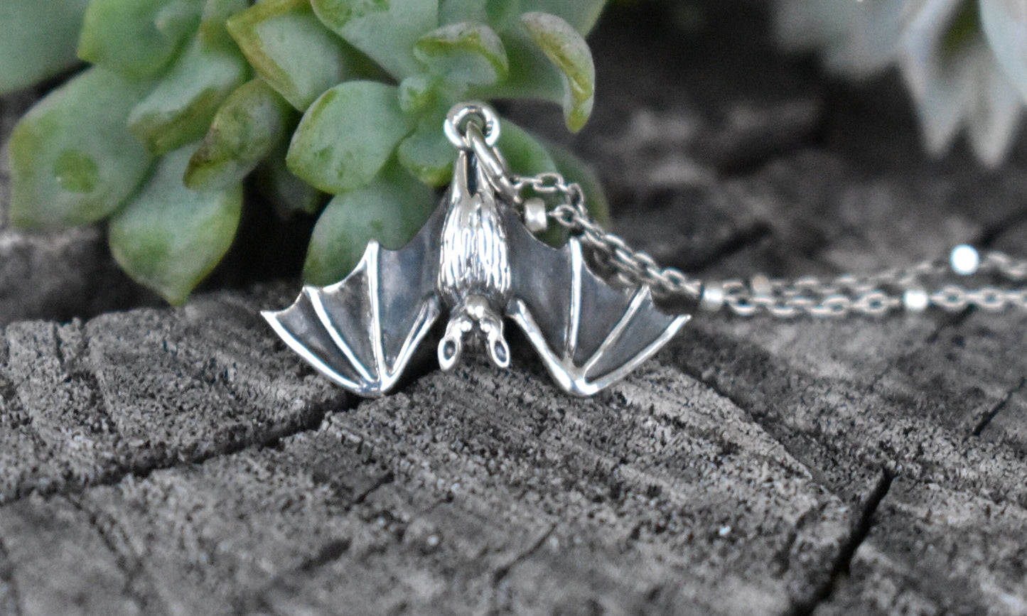 Bat Necklace- Bat Jewelry, Fruit Bat, Vampire Bat, Flying Fox, Halloween Jewelry