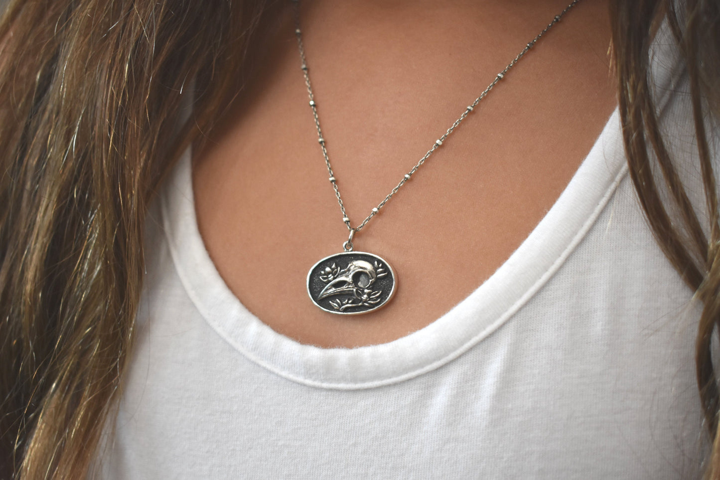Bird Skull Necklace- Skull Necklace, Raven Skull, Nevermore, Norse Raven