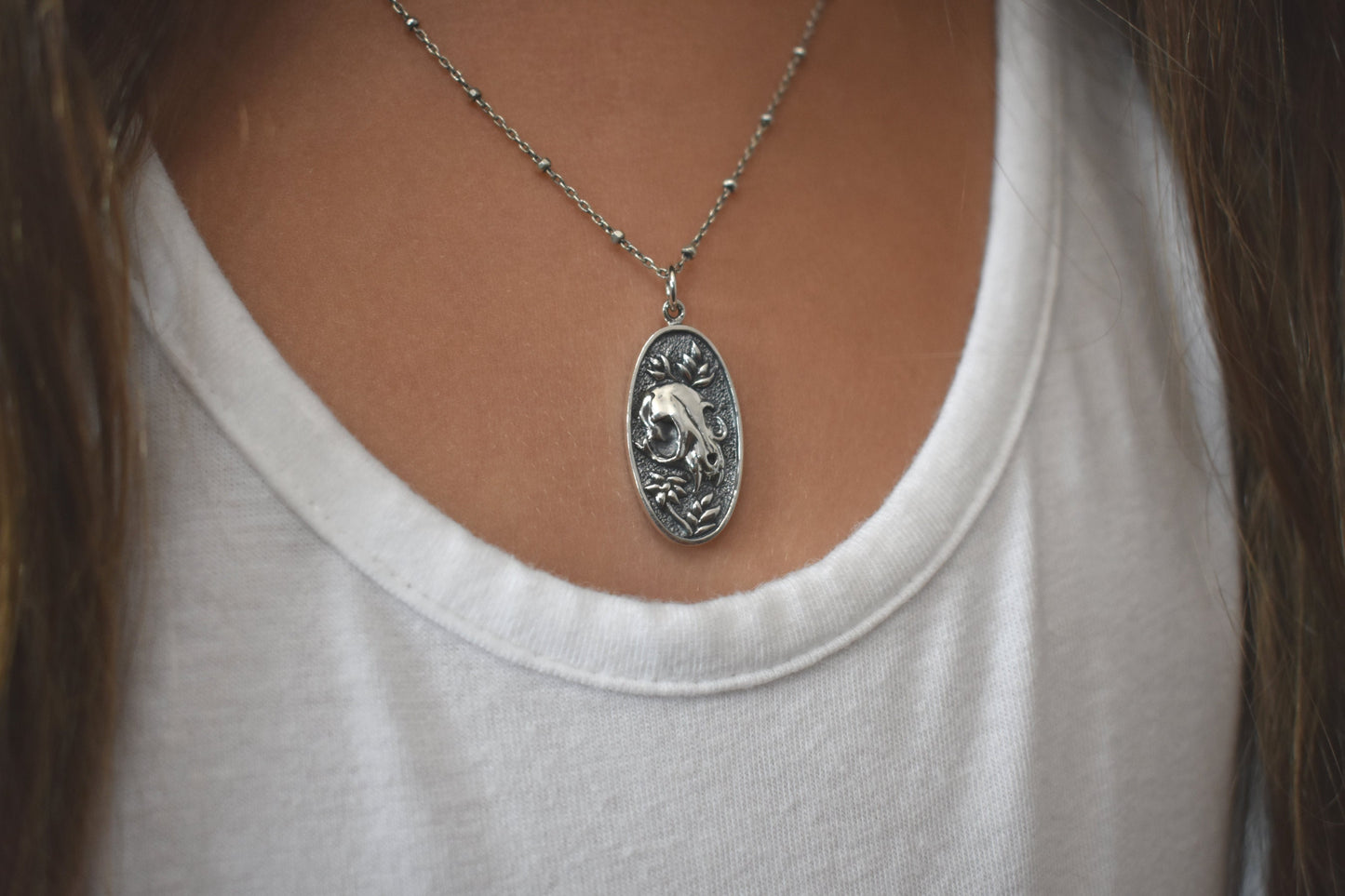 Cat Skull Necklace- Skull Necklace, Kitty Skull, Skull Jewelry, Halloween Necklace