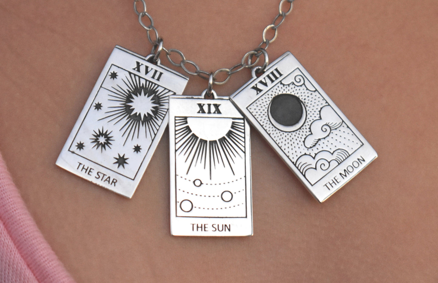 Tarot Necklace- Silver Necklace, Tarot Deck, Major Arcana, Fortune Teller