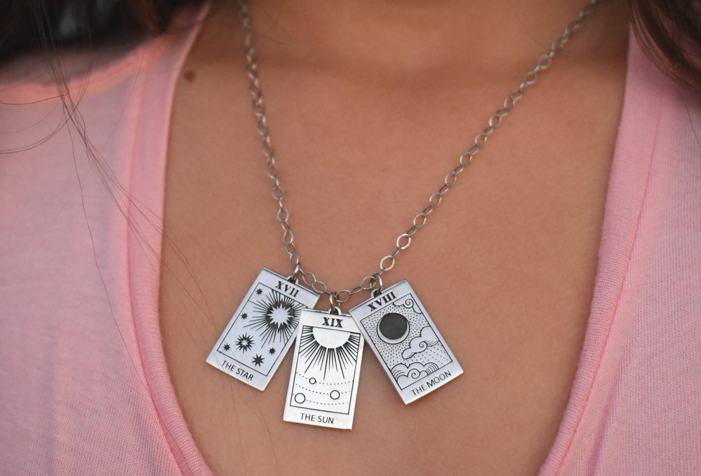 Tarot Necklace- Silver Necklace, Tarot Deck, Major Arcana, Fortune Teller