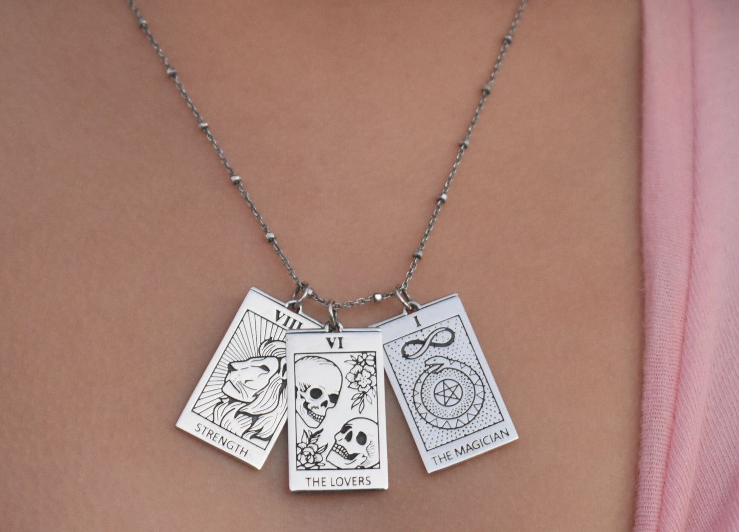 Tarot Necklace- Silver Necklace, Tarot Deck, Major Arcana, Fortune Teller
