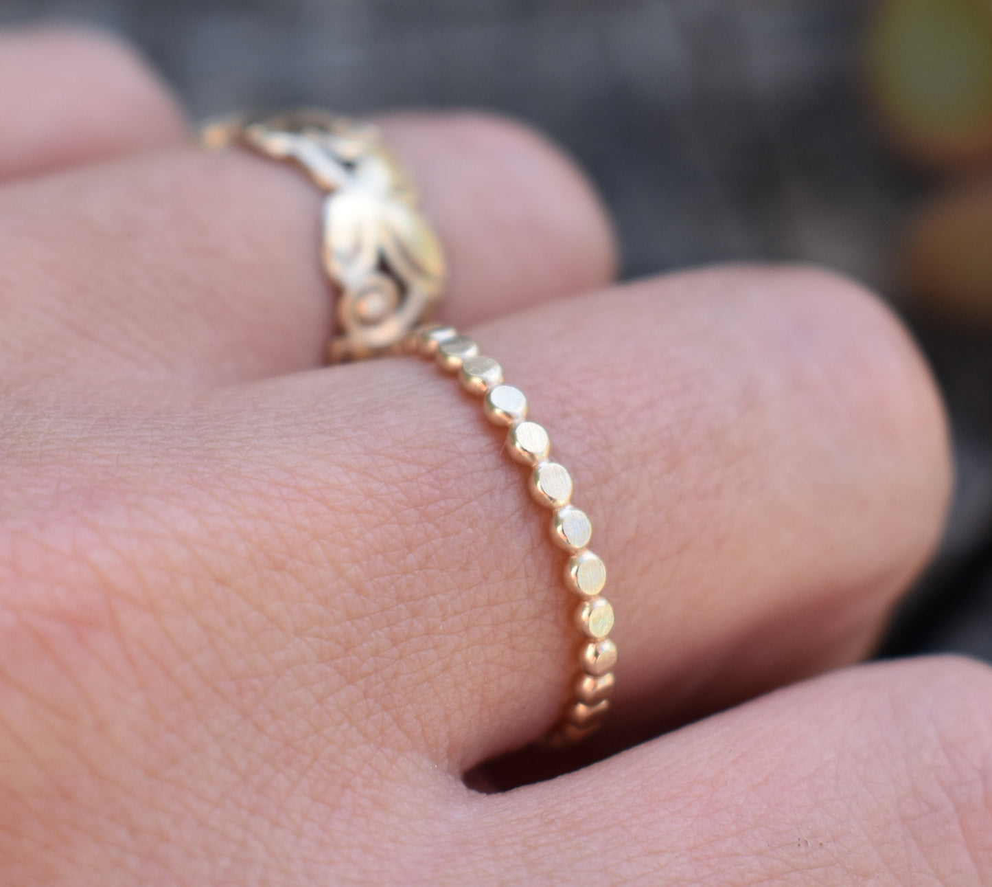 Gold Bead Ring- Gold Stacking Ring, Gold Rings, Gold jewelry