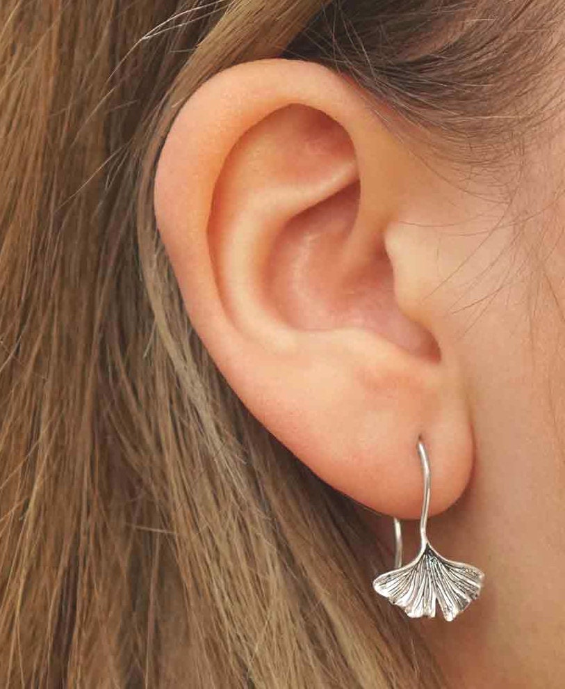 Gingko Earrings- Ginkgo Biloba, Ginkgo Jewelry, Maidenhair Tree- Silver Earrings