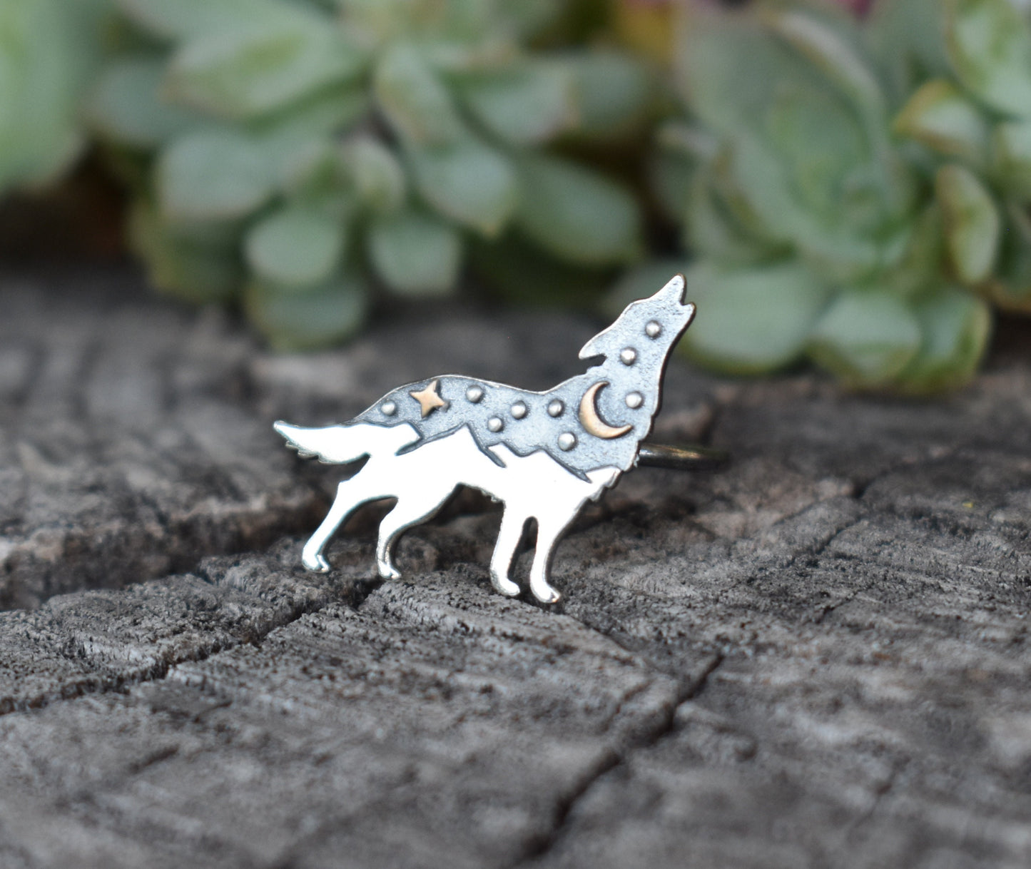 Wolf Ring- Black Wolf Ring, Wolf Jewelry, Halloween Ring, Wolf Medicine