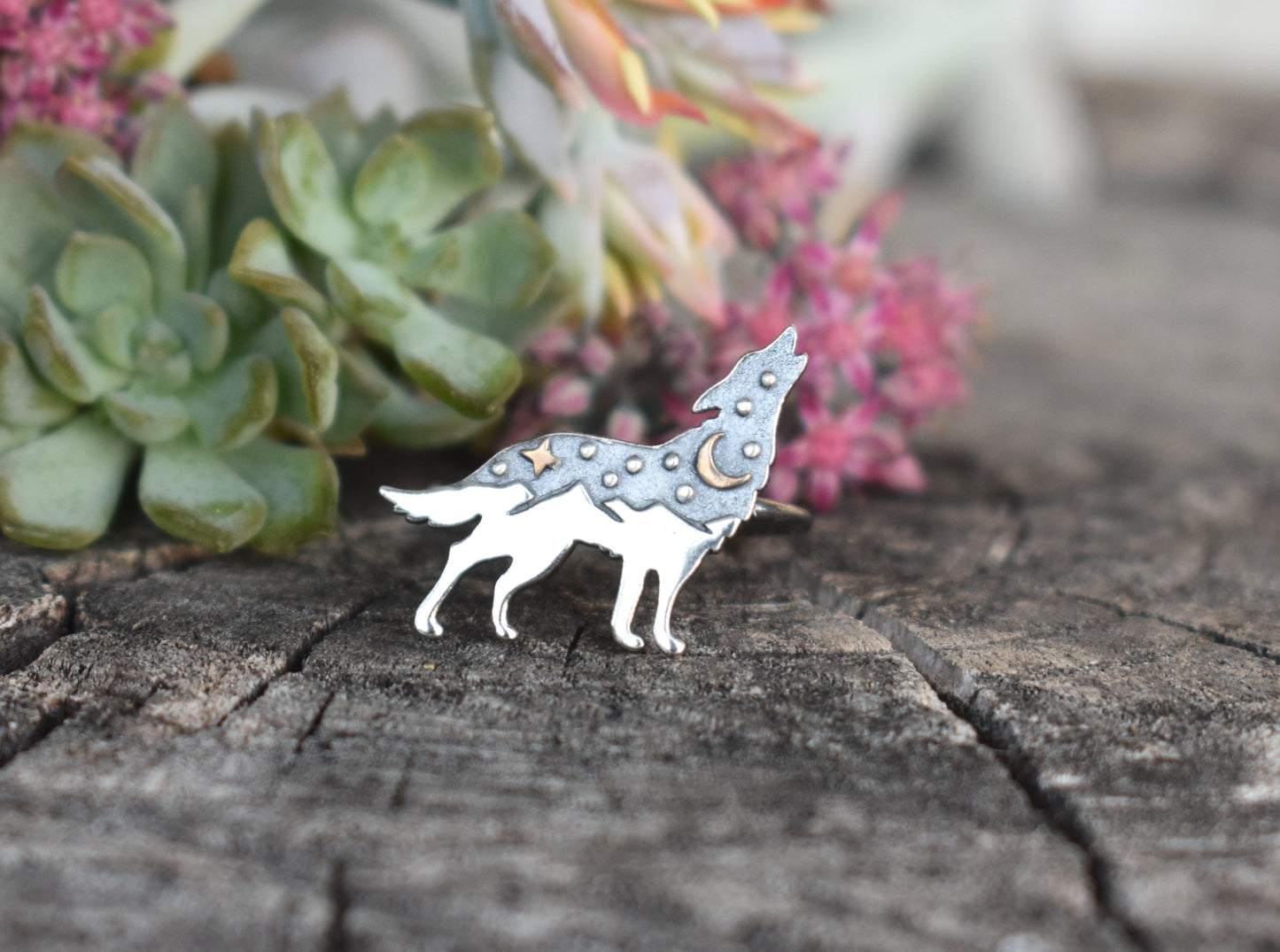 Wolf Ring- Black Wolf Ring, Wolf Jewelry, Halloween Ring, Wolf Medicine