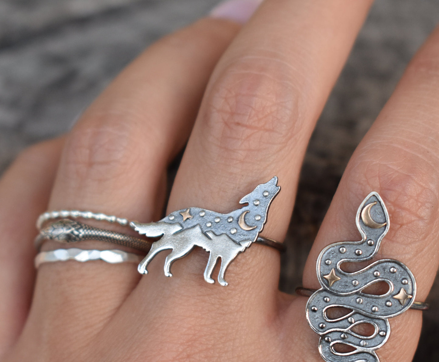 Wolf Ring- Black Wolf Ring, Wolf Jewelry, Halloween Ring, Wolf Medicine