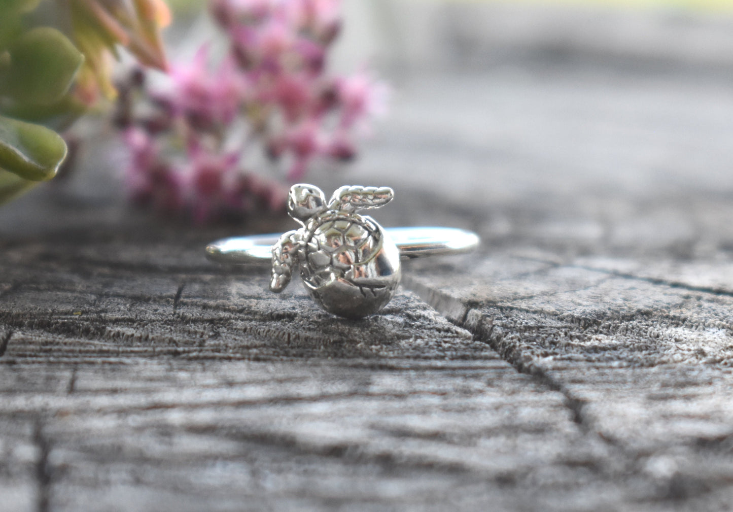 Turtle Ring- Sea Turtle Ring, Baby Sea Turtle- Silver Turtle Ring