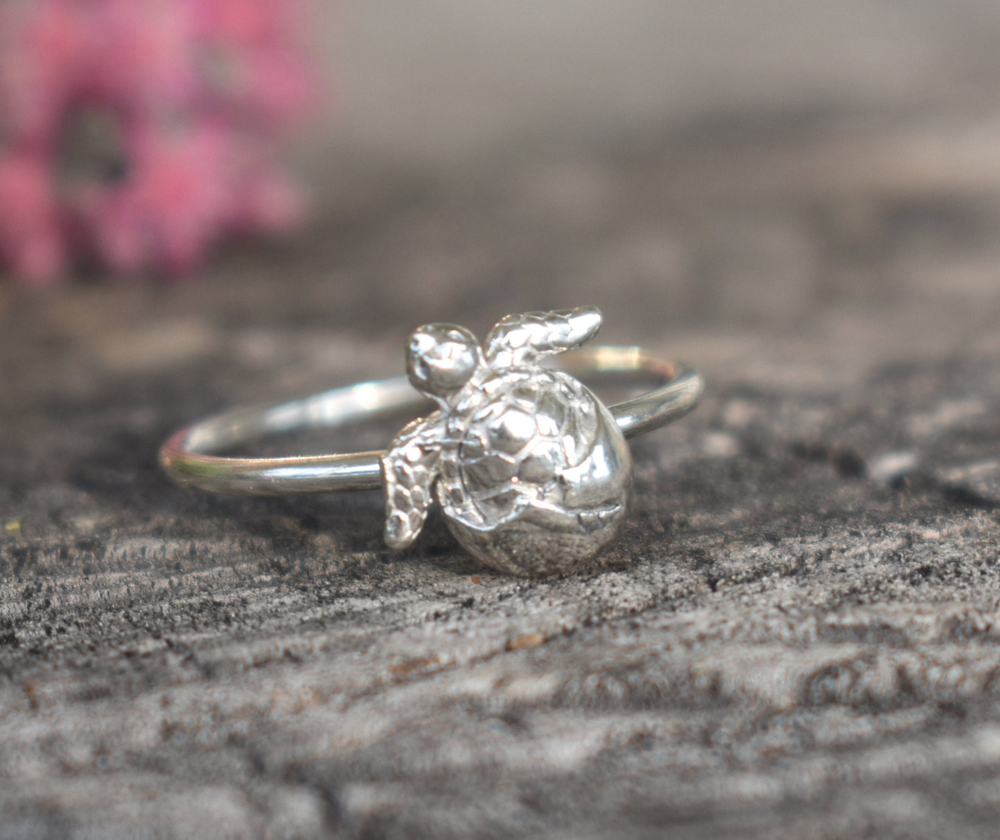 Turtle Ring- Sea Turtle Ring, Baby Sea Turtle- Silver Turtle Ring
