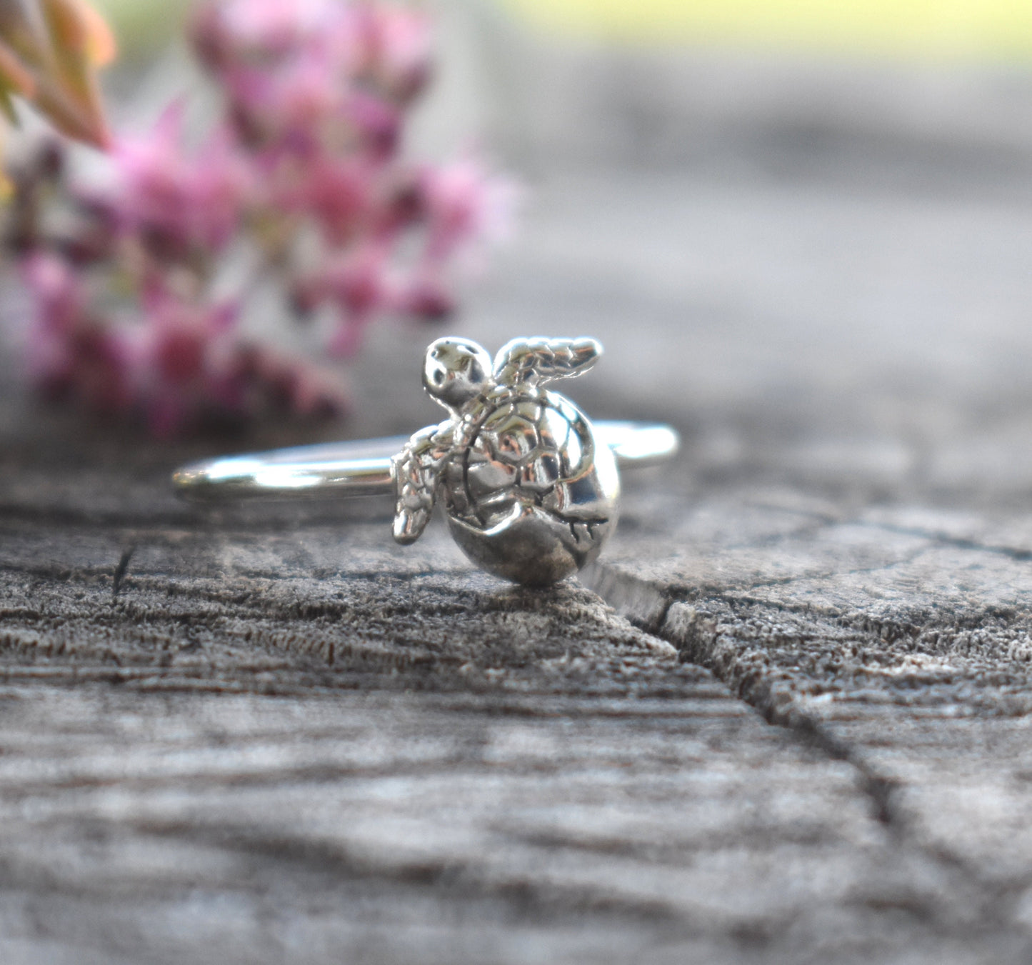 Turtle Ring- Sea Turtle Ring, Baby Sea Turtle- Silver Turtle Ring