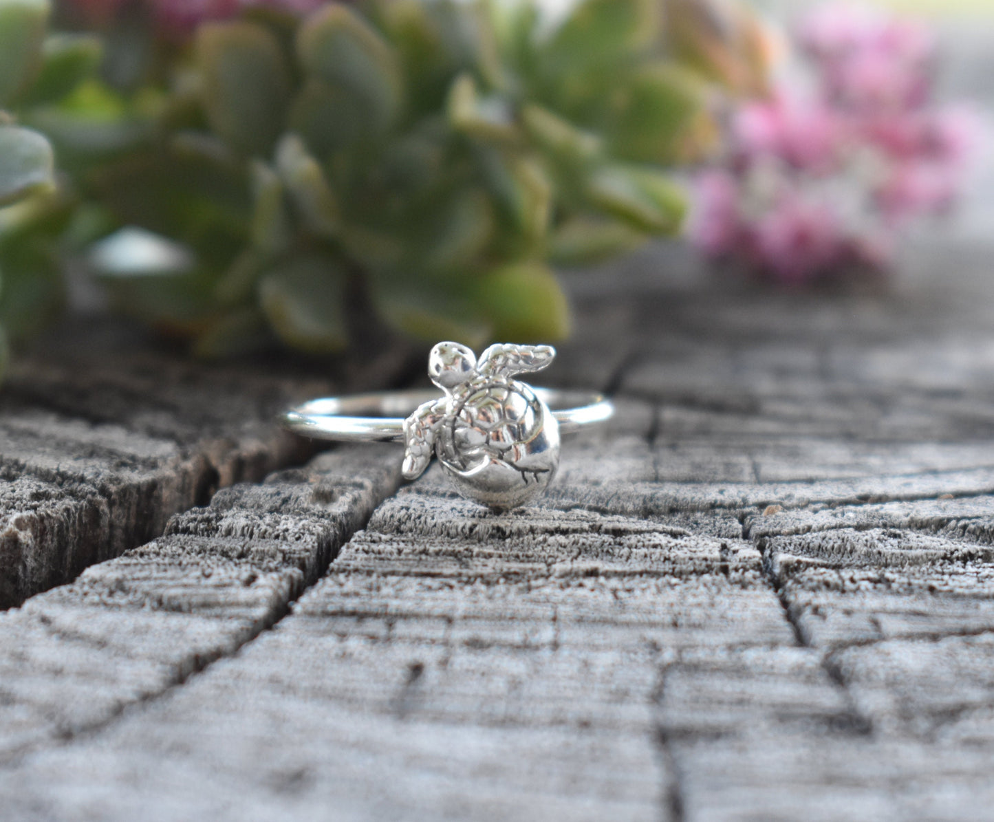 Turtle Ring- Sea Turtle Ring, Baby Sea Turtle- Silver Turtle Ring