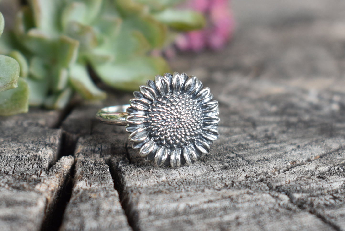 Sunflower Ring- Sunflower Jewelry, Bohemian Sunflower, Flower Child Ring