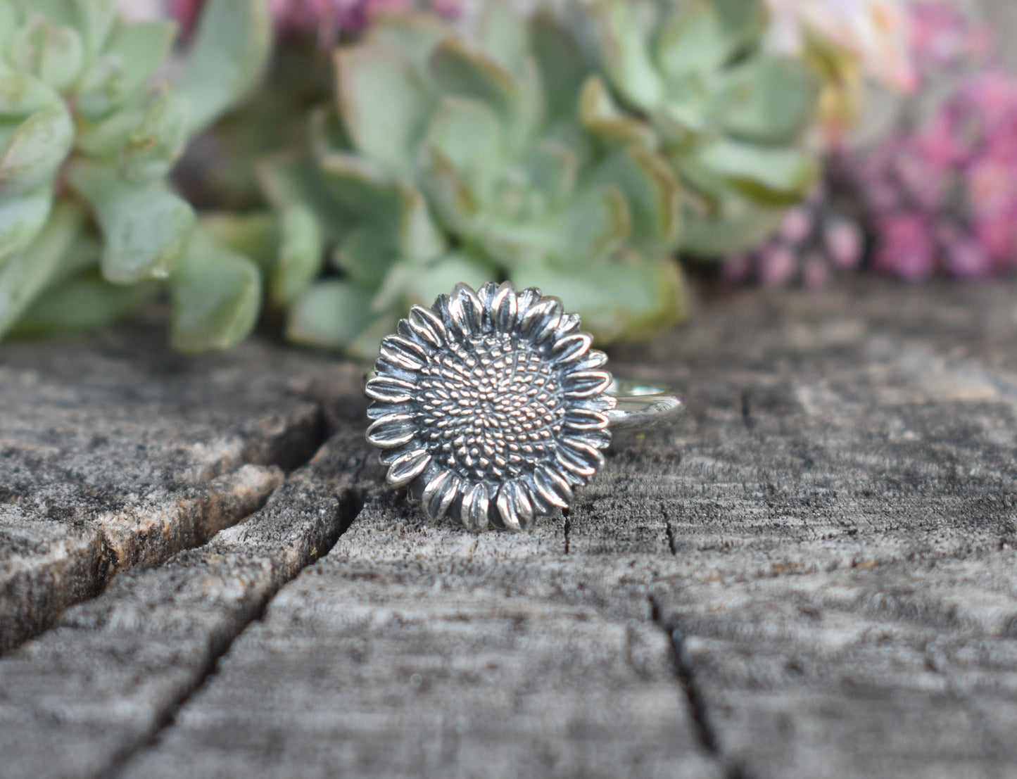 Sunflower Ring- Sunflower Jewelry, Bohemian Sunflower, Flower Child Ring