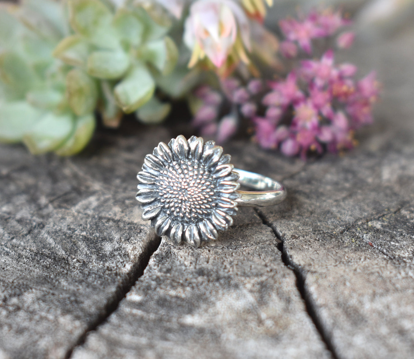 Sunflower Ring- Sunflower Jewelry, Bohemian Sunflower, Flower Child Ring