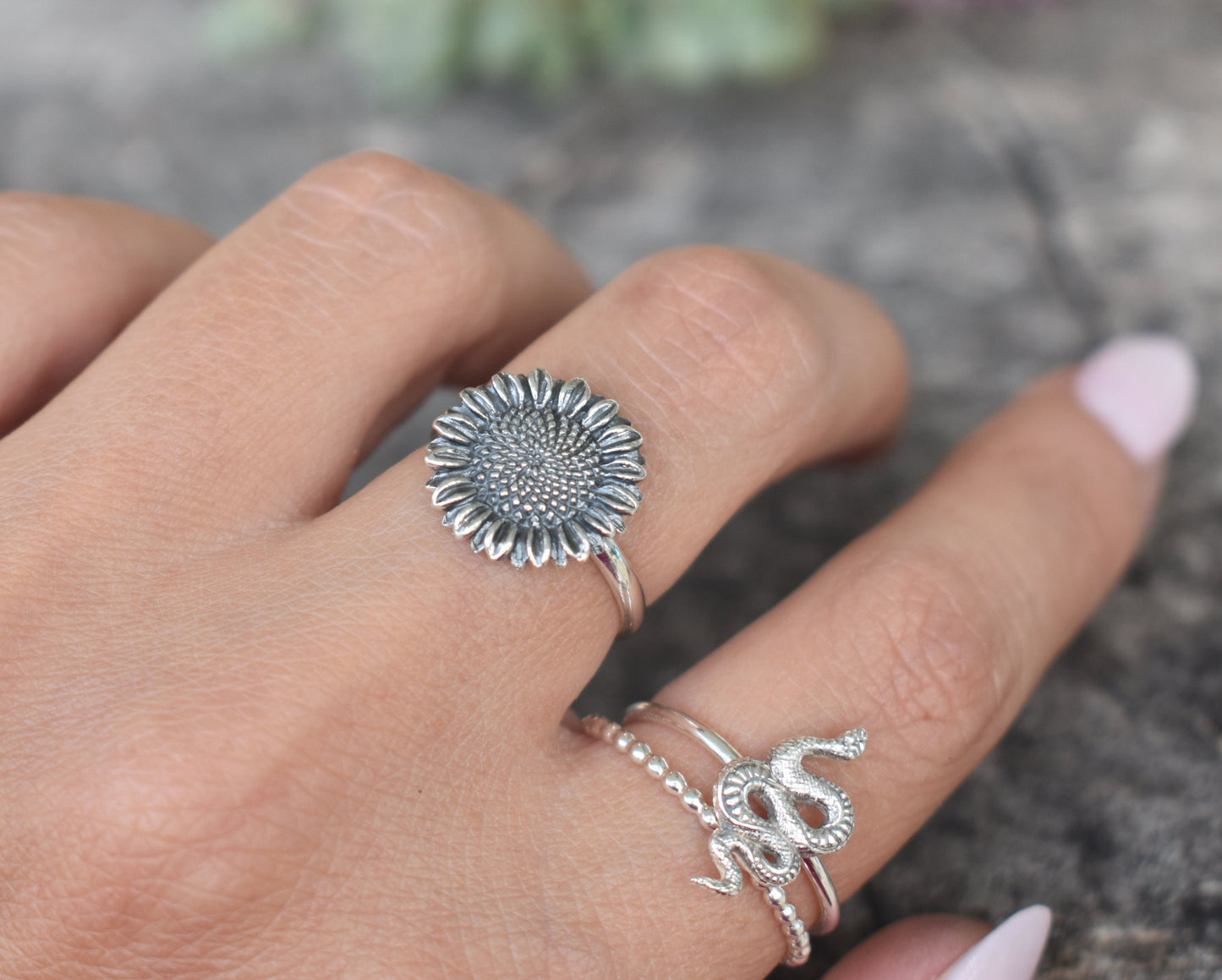 Sunflower Ring- Sunflower Jewelry, Bohemian Sunflower, Flower Child Ring