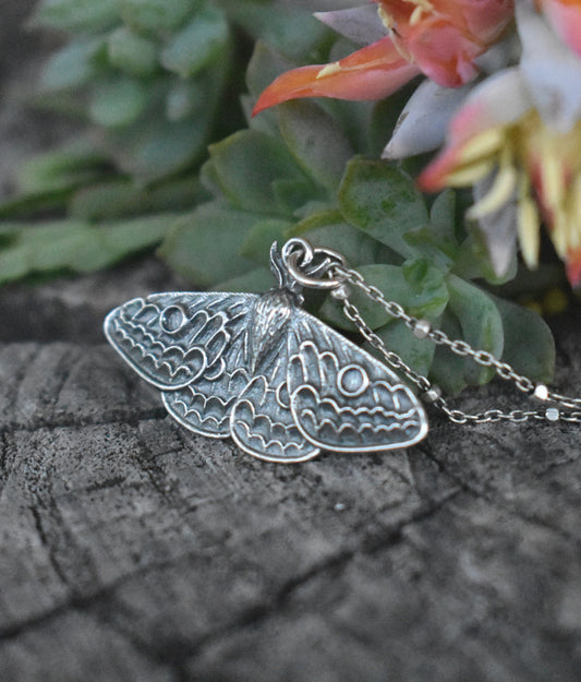 Moth Necklace- Moth Jewelry, Butterfly Necklace, Forest Necklace- Silver Necklace