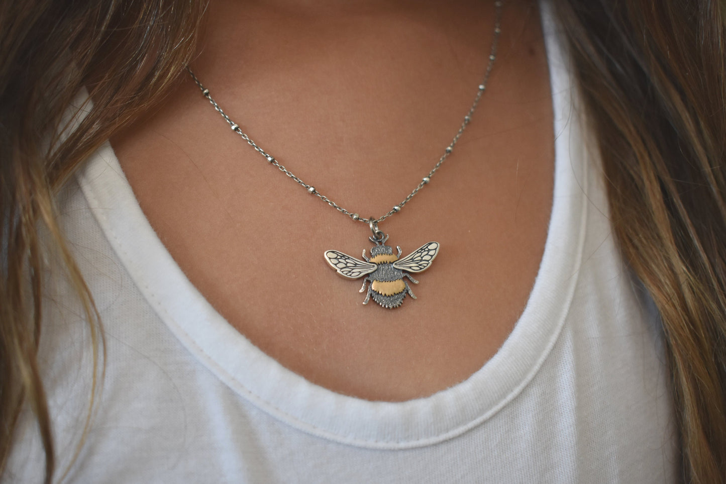 Bee Necklace- Bumble Bee Necklace, Bee Keeper, Honeybee Necklace