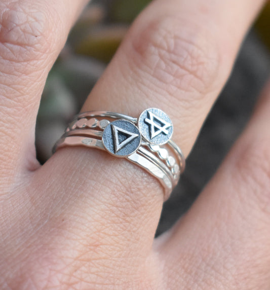 Elements Ring- Fire Ring, Air Ring, Earth Ring, Water Ring, Four Elements-Frozen Rings