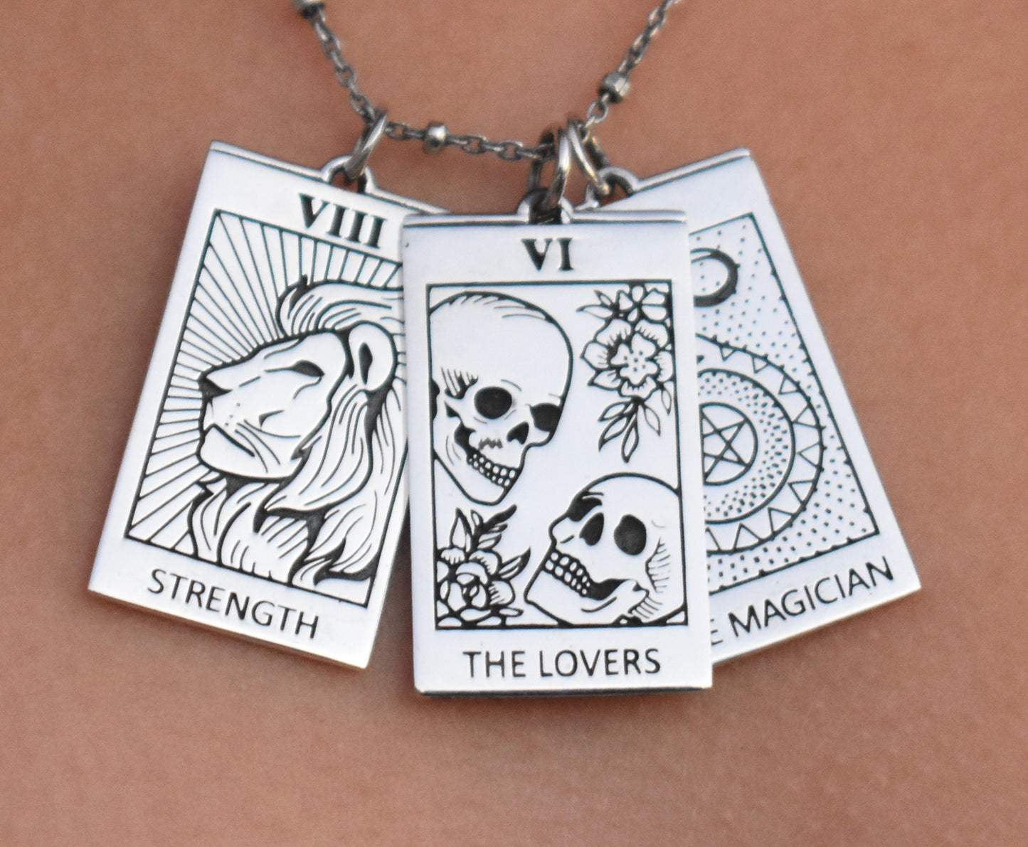 Tarot Necklace- Silver Necklace, Tarot Deck, Major Arcana, Fortune Teller