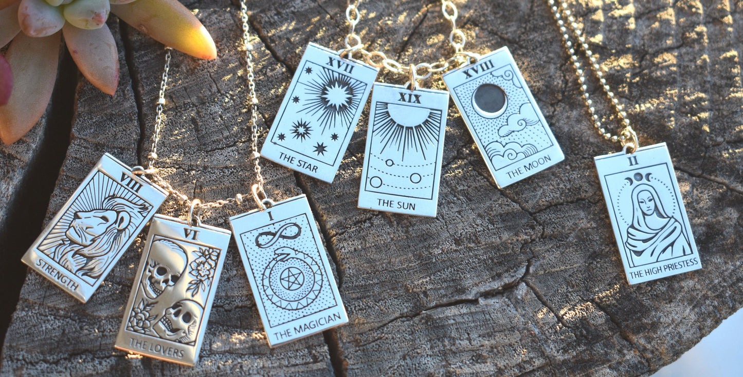 Tarot Necklace- Silver Necklace, Tarot Deck, Major Arcana, Fortune Teller