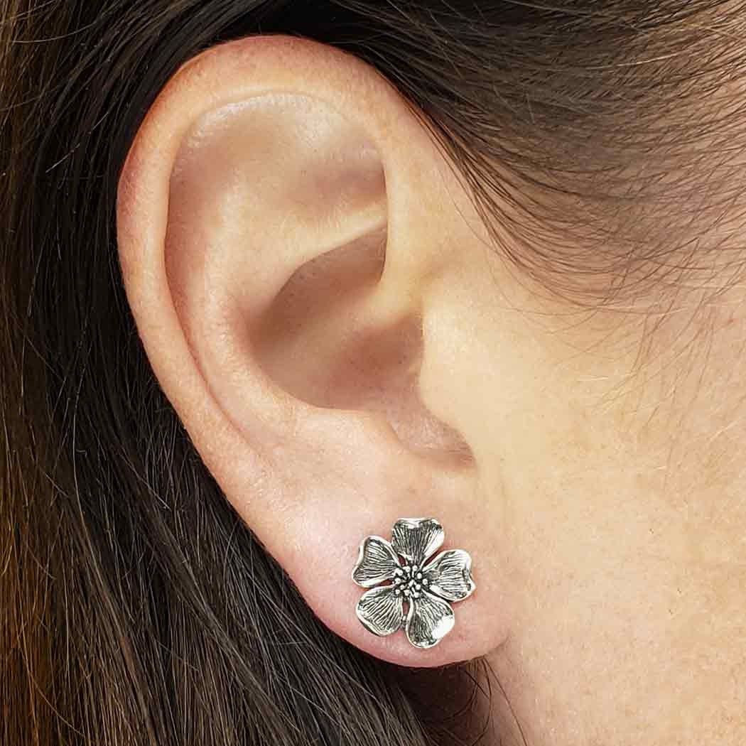 Cherry Blossom Earrings- Cherry Blossom Studs, Flower Earrings-Silver Earrings
