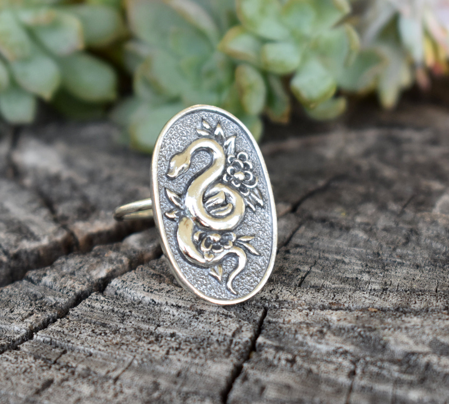Snake Ring- Snake Floral Ring, Snake Jewelry, Snake Medicine-Silver Ring