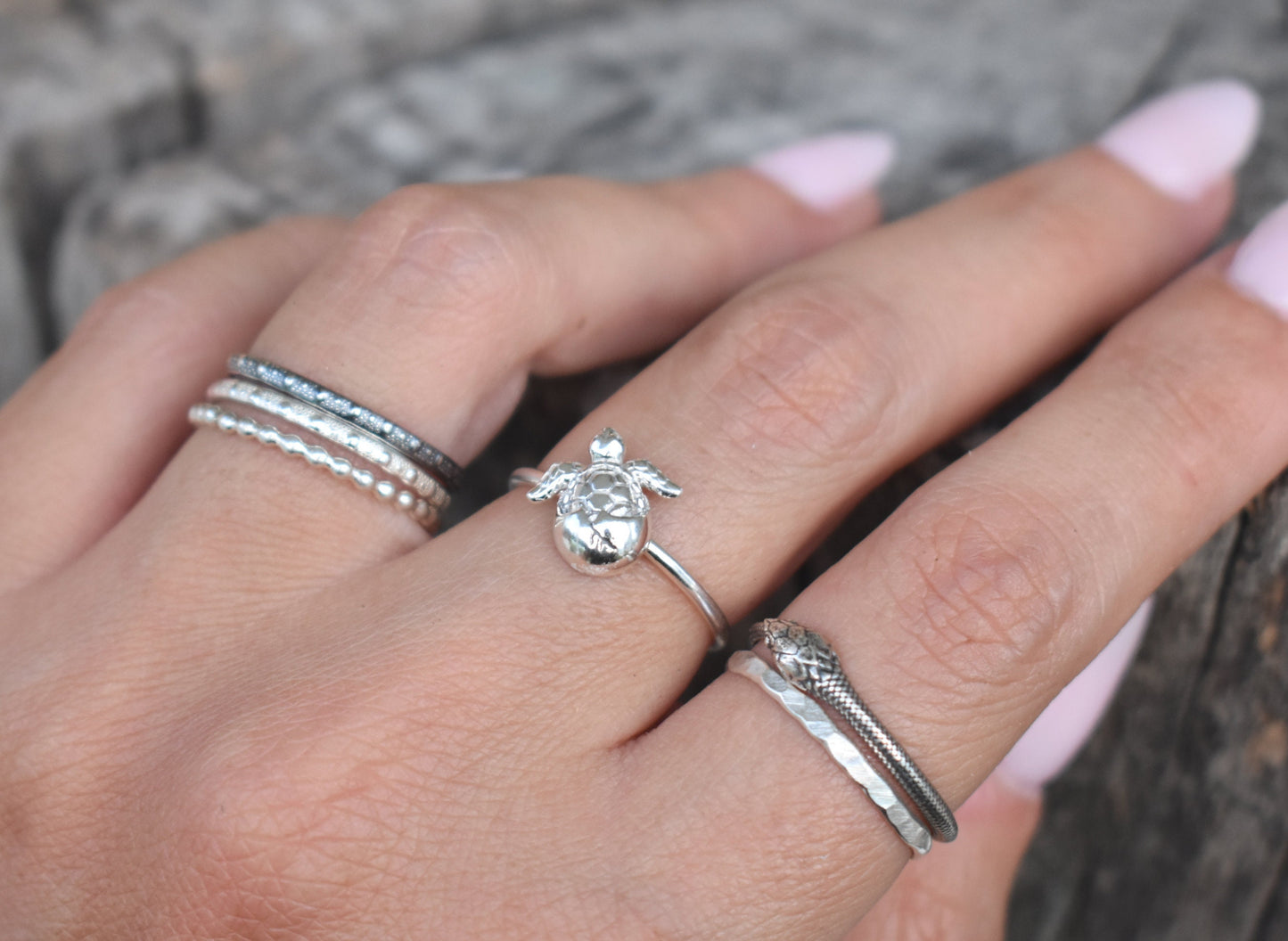Turtle Ring- Sea Turtle Ring, Baby Sea Turtle- Silver Turtle Ring