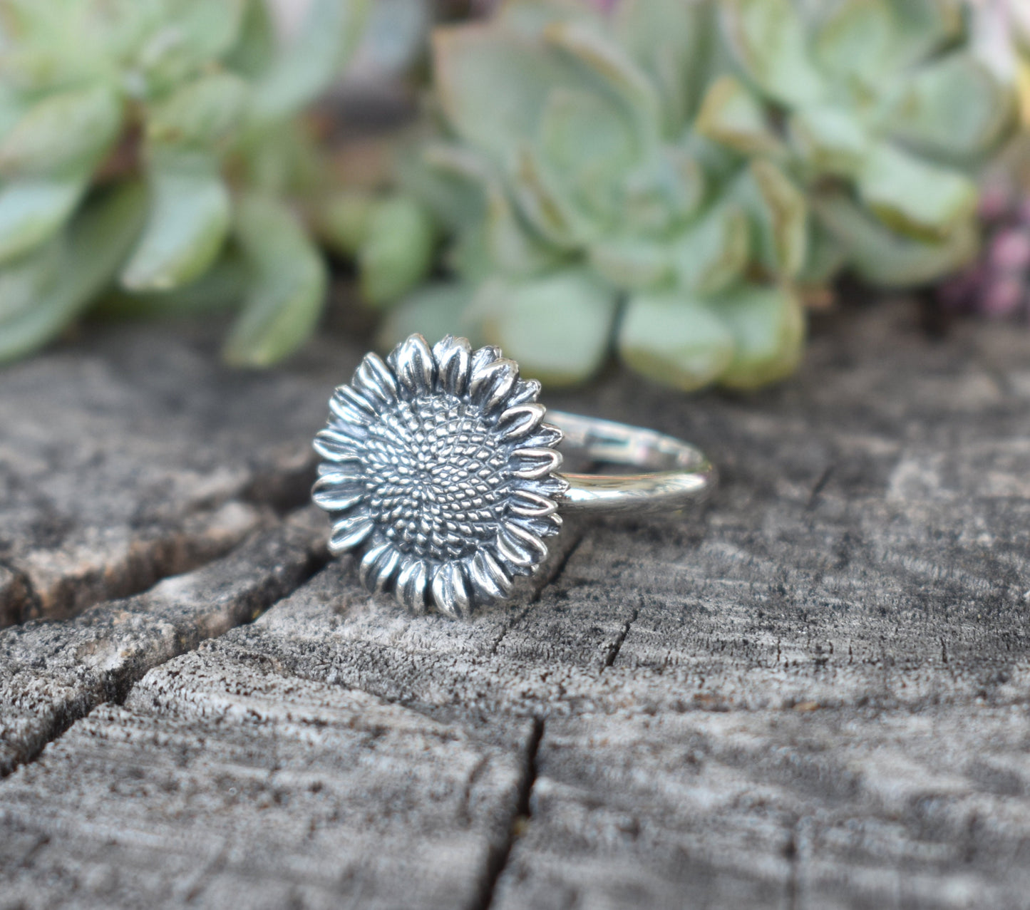 Sunflower Ring- Sunflower Jewelry, Bohemian Sunflower, Flower Child Ring