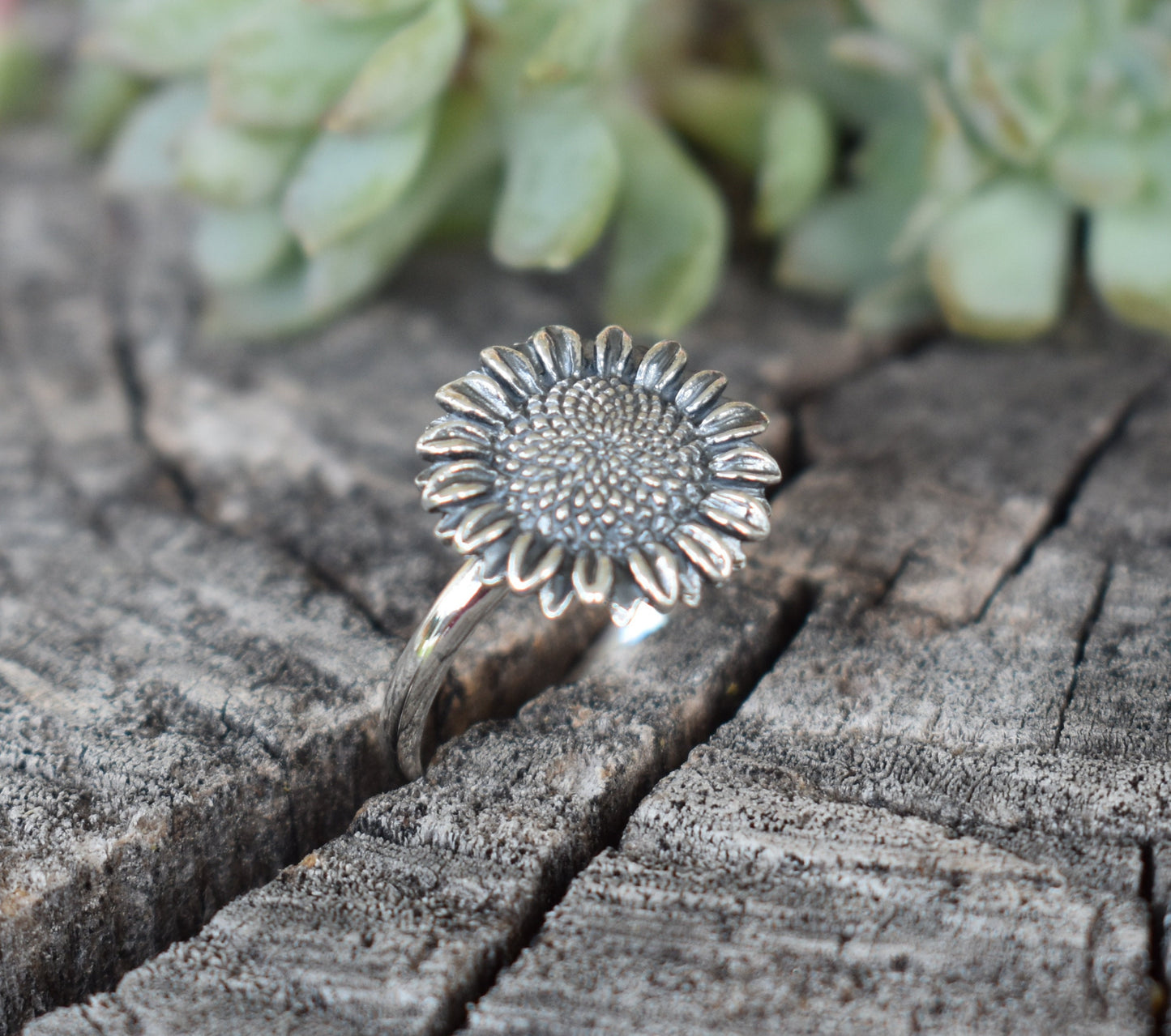 Sunflower Ring- Sunflower Jewelry, Bohemian Sunflower, Flower Child Ring