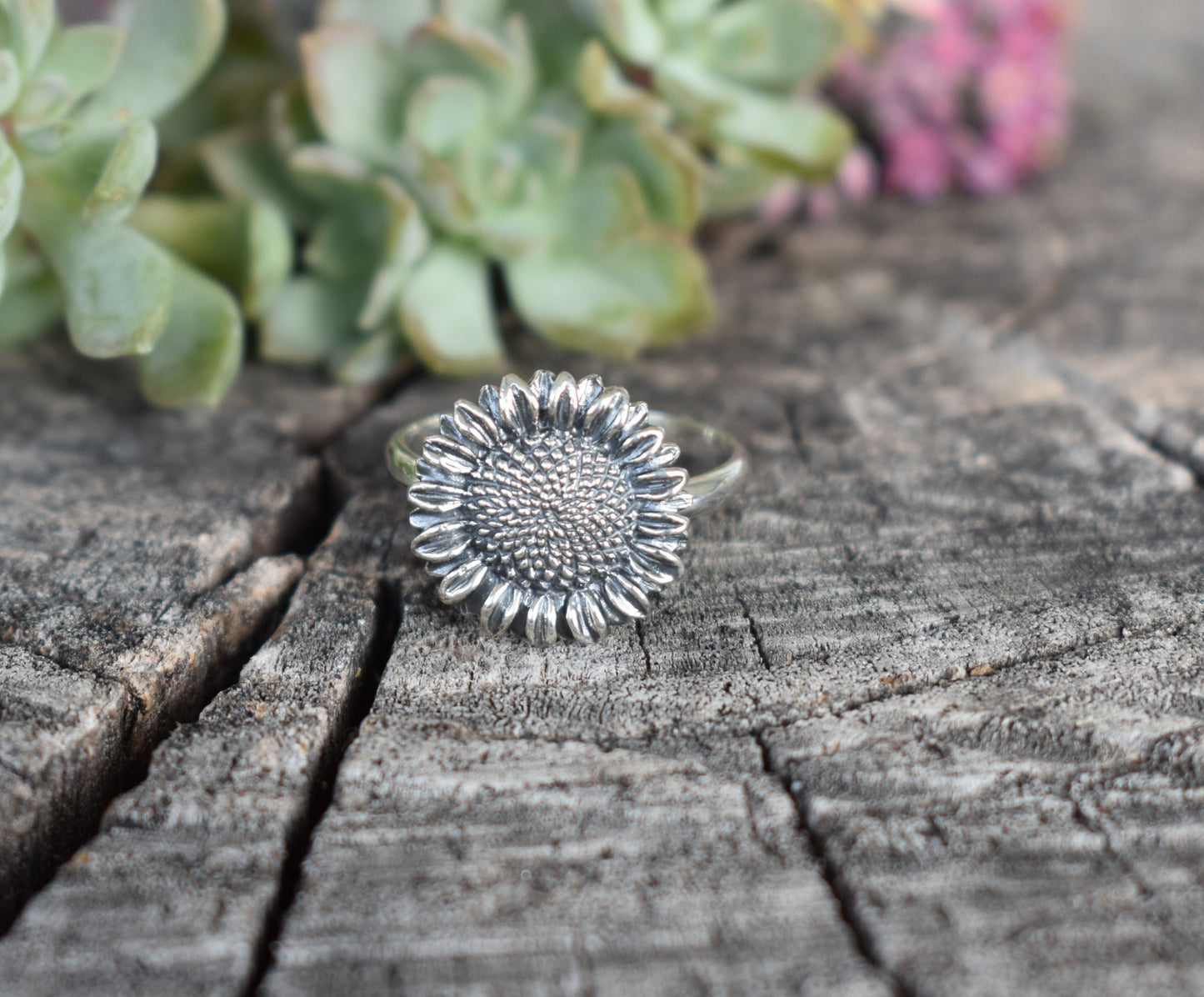Sunflower Ring- Sunflower Jewelry, Bohemian Sunflower, Flower Child Ring