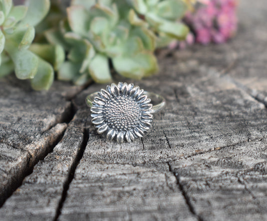 Sunflower Ring- Sunflower Jewelry, Bohemian Sunflower, Flower Child Ring