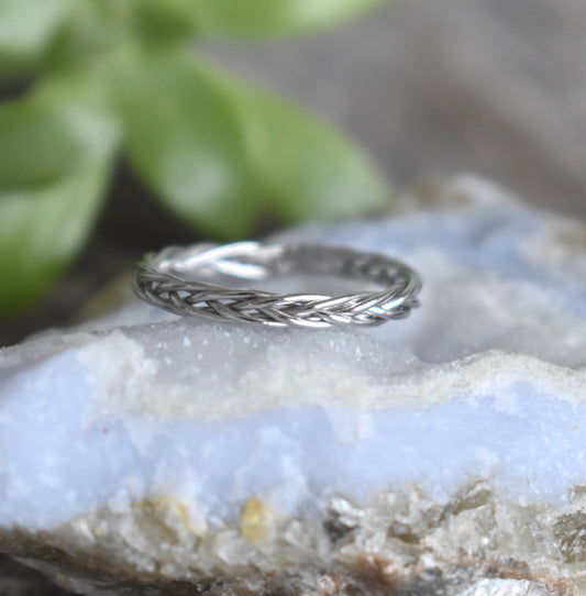 Braid ring- Minimalist Ring, Twist Ring, Rope Ring-Celtic Ring-Silver Ring