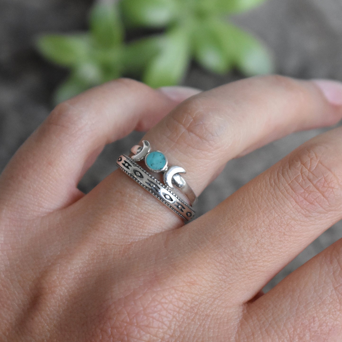 Turquoise Moon ring- Luna ring, Moon Phase Ring, Moon Jewelry, Silver Moon Ring