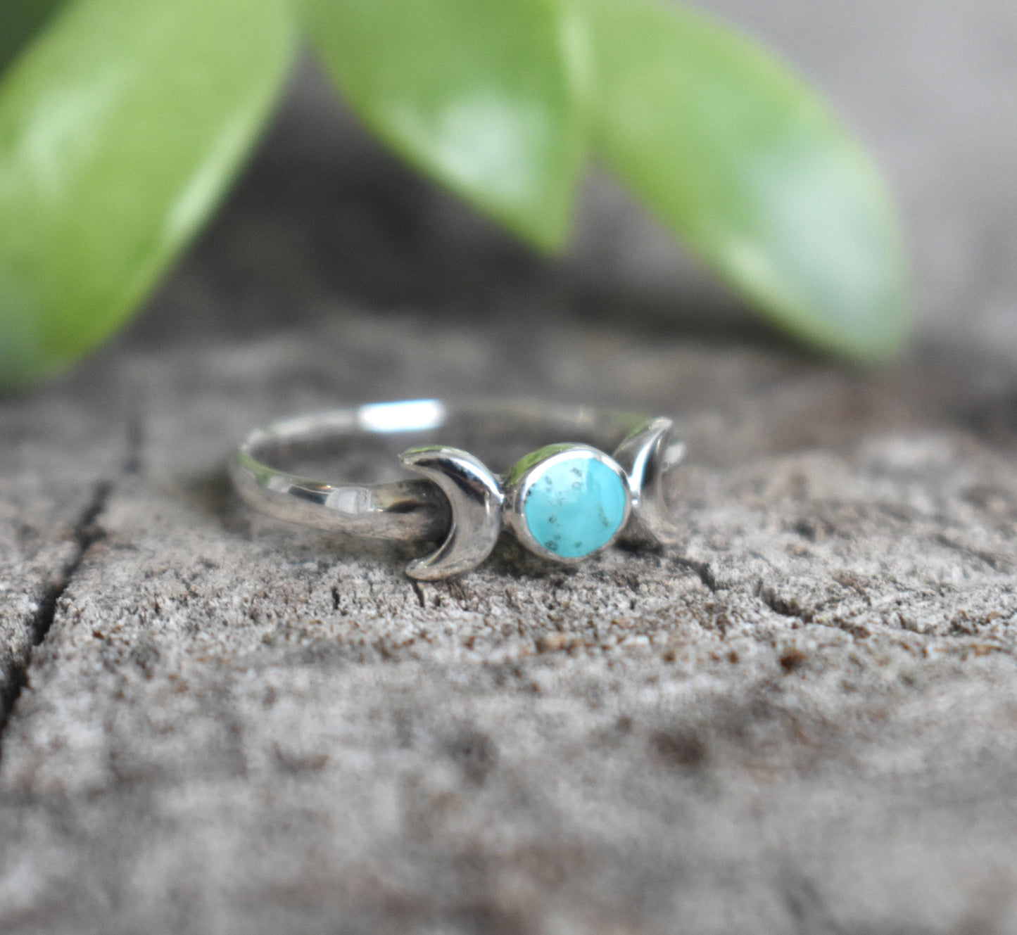 Turquoise Moon ring- Luna ring, Moon Phase Ring, Moon Jewelry, Silver Moon Ring