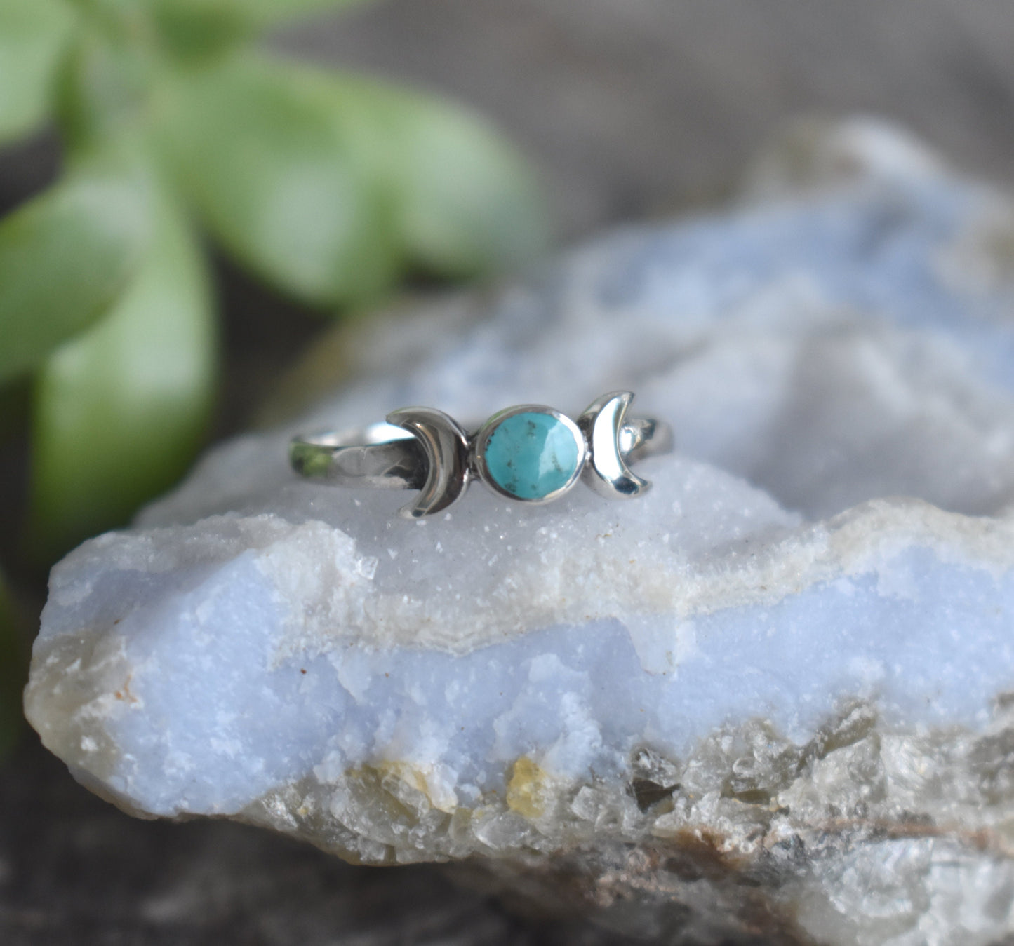 Turquoise Moon ring- Luna ring, Moon Phase Ring, Moon Jewelry, Silver Moon Ring