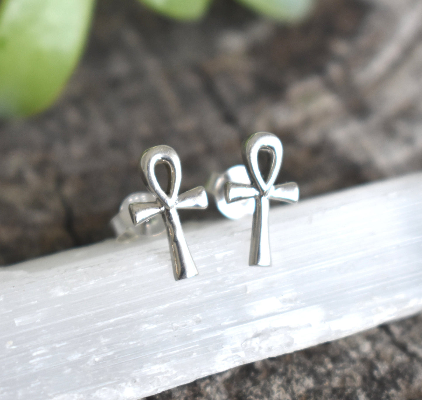 Ankh Earrings- Ankh Studs, Ankh Cross Earrings, Silver Ankh Studs