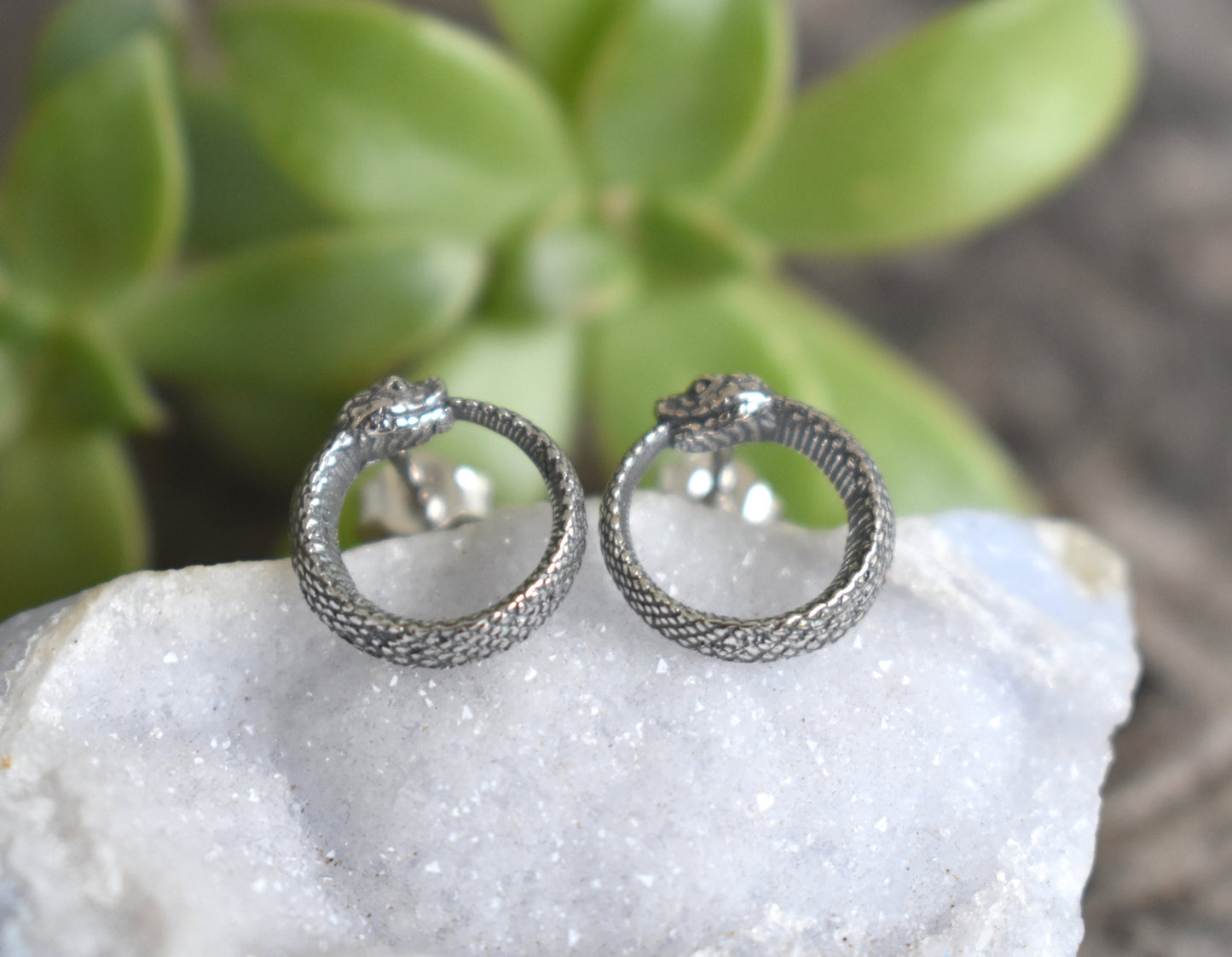 Ouroboros Earrings- Snake Earrings, Snake Jewelry, Snake Medicine-Death And Rebirth