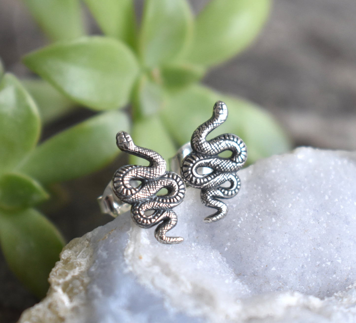 Snake Earrings- Snake Studs, Serpent Jewelry, Death/Rebirth, Witchy Earring