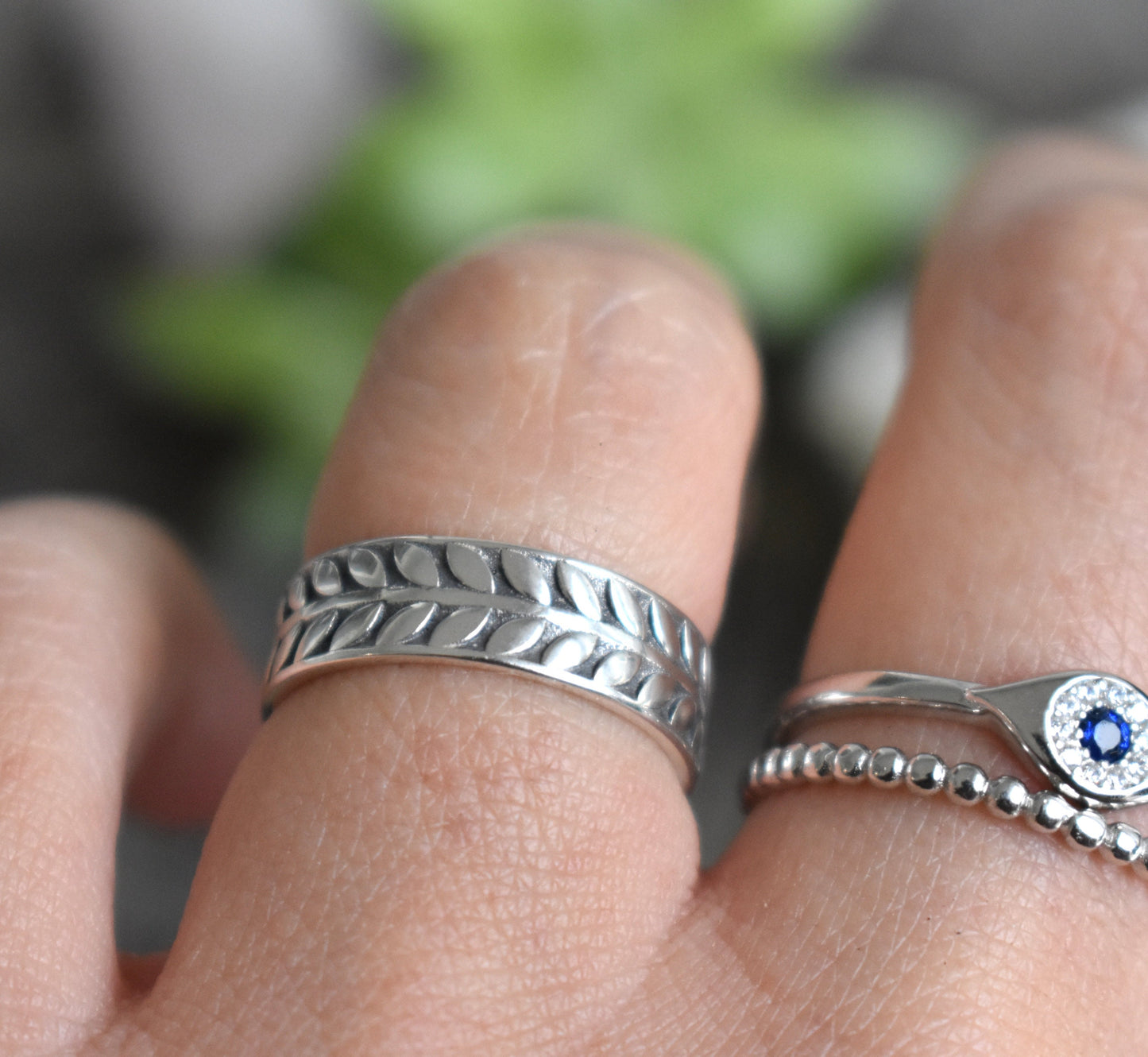 Vine Ring- Eternity Leaf Band, Branch Ring, Olive Leaf Ring, Silver Ring