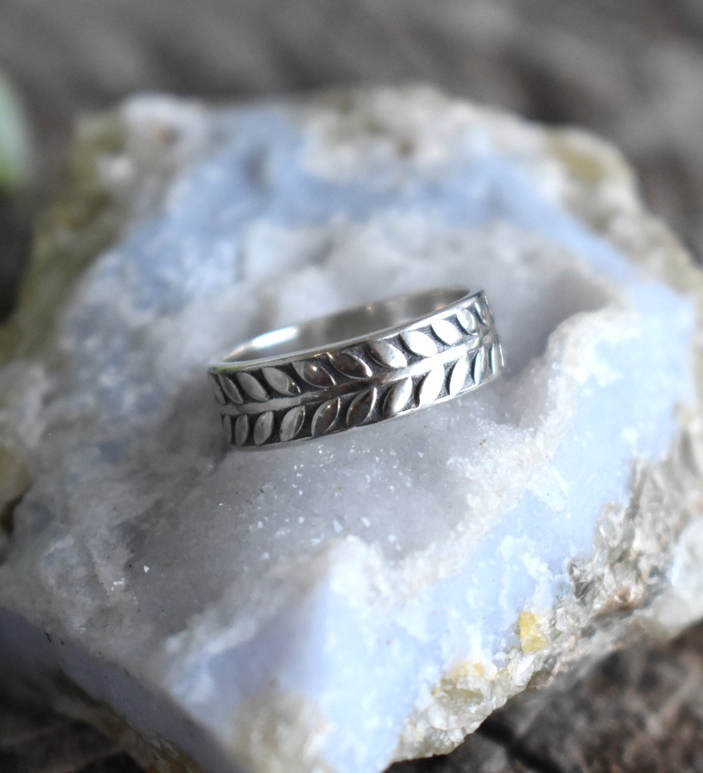 Vine Ring- Eternity Leaf Band, Branch Ring, Olive Leaf Ring, Silver Ring