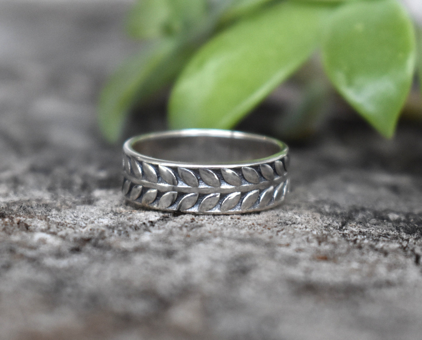 Vine Ring- Eternity Leaf Band, Branch Ring, Olive Leaf Ring, Silver Ring