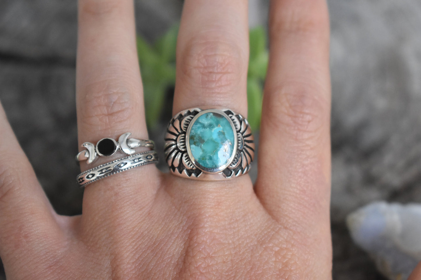 Turquoise Ring- Genuine Turquoise Ring, December Ring-Sterling Silver Ring