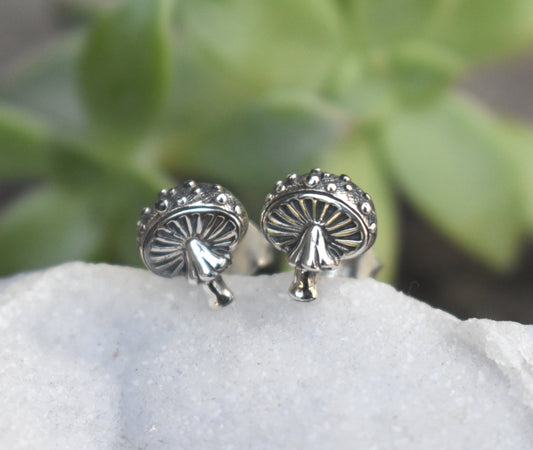 Mushroom Earrings- Silver Mushroom, Mushroom Jewelry- Fairycore, Cottagecore